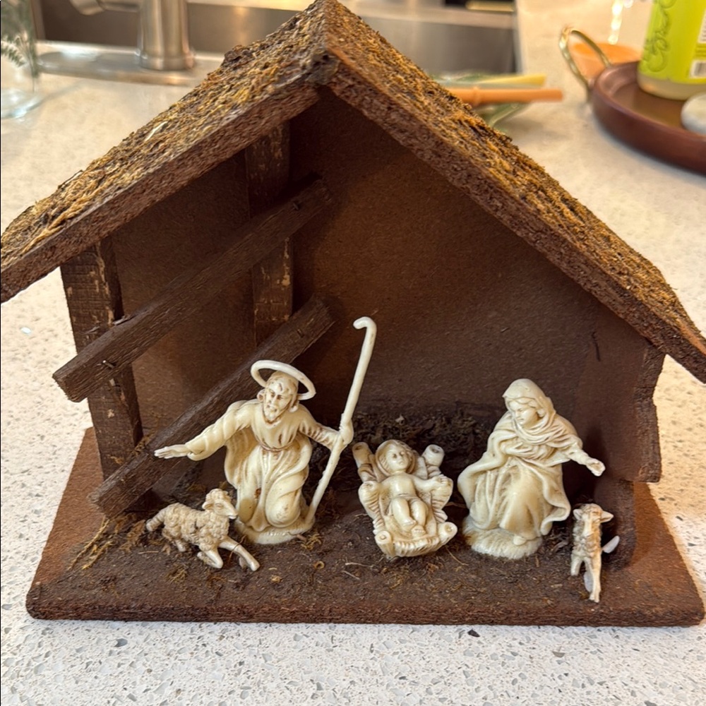 Rustic Brown and Cream Holiday Nativity Decor